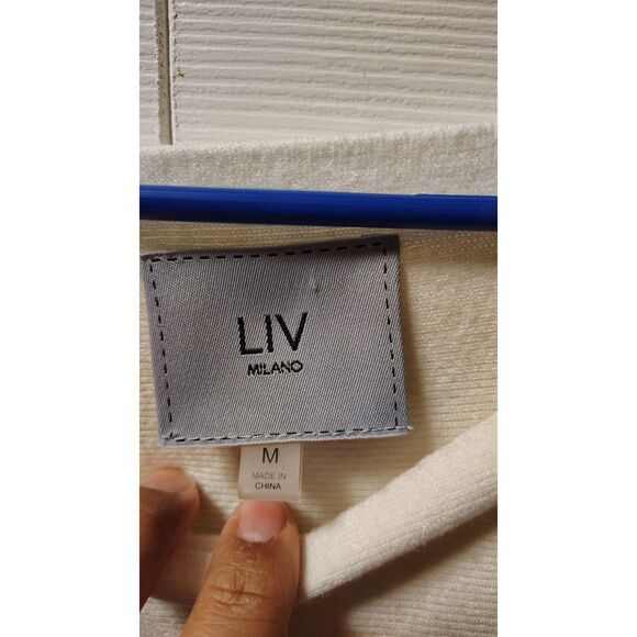 Liv Milano Medium White Floral and Bling Shoulder Long Sleeve Top - Picture 3 of 7